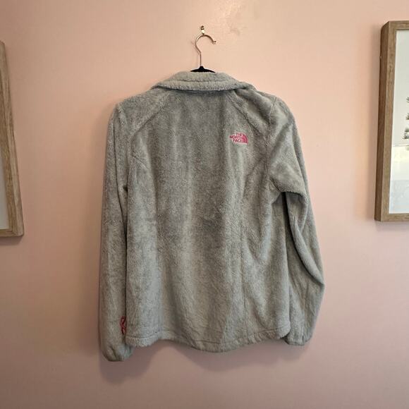 The North Face Jacket Womens Small Fleece Osito Full Zip Gray Pink Ribbon - Picture 9 of 12
